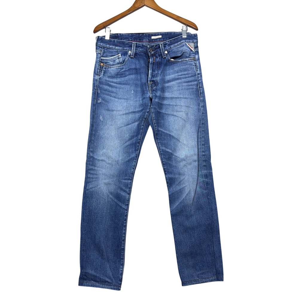 Replay Waitom Rock Punk Jeans Mens Size 33 Blue Denim